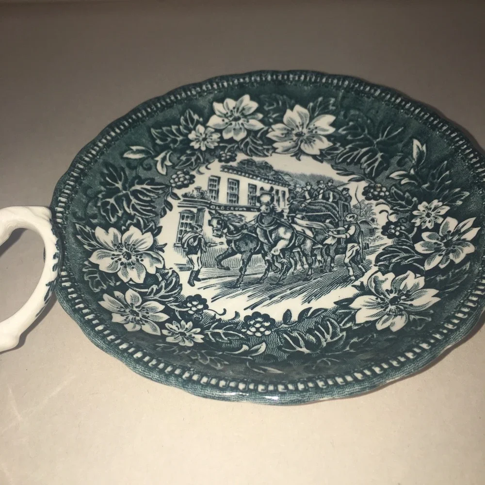 Royal Tudor Ware - Coaching Taverns‎  Blue (1828) Joke Demi Tas Cup & Saucer Set
